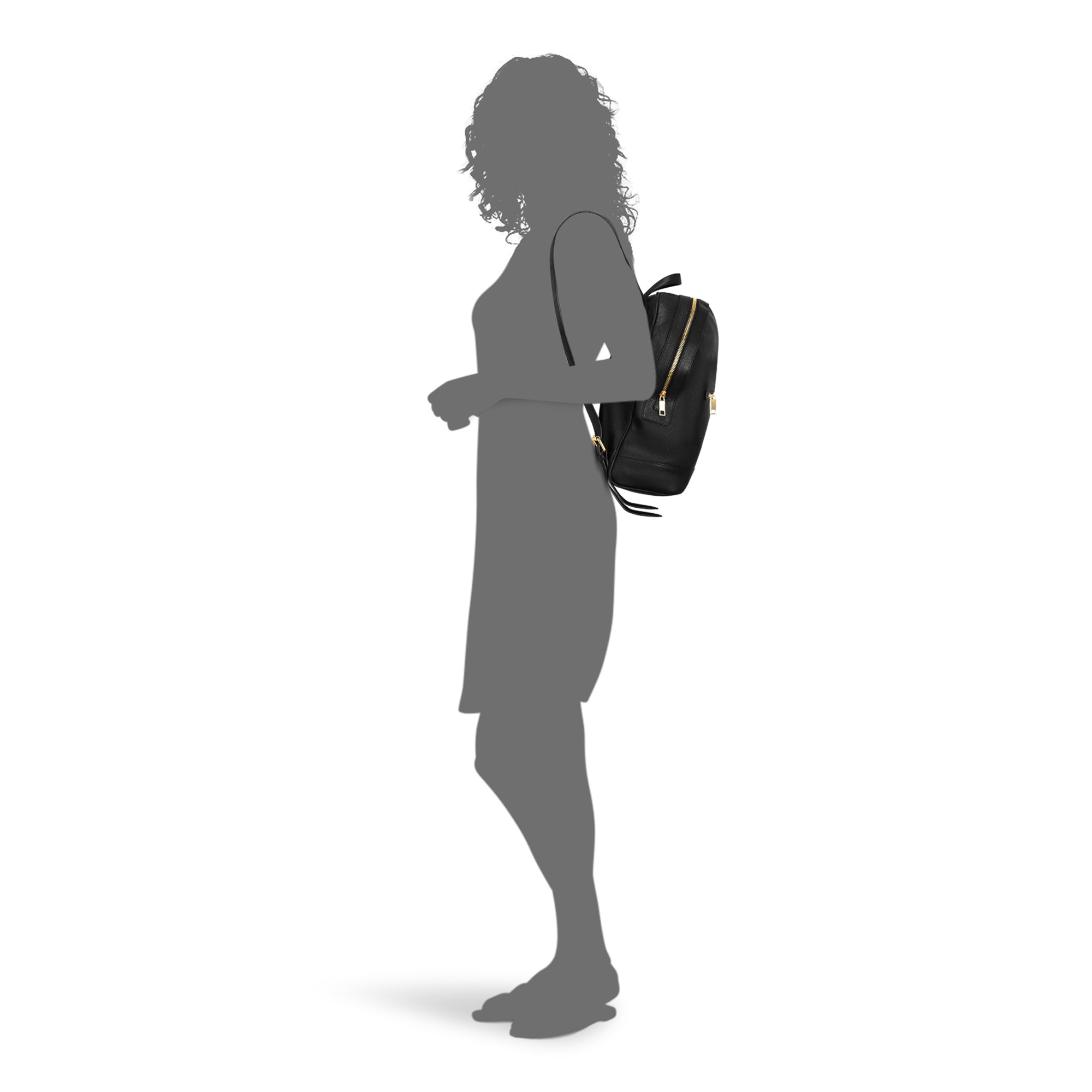 Champs Black Leather Backpack with Gold Accents Onyx / Leather Classic Backpack – Champs Luggage main image 3