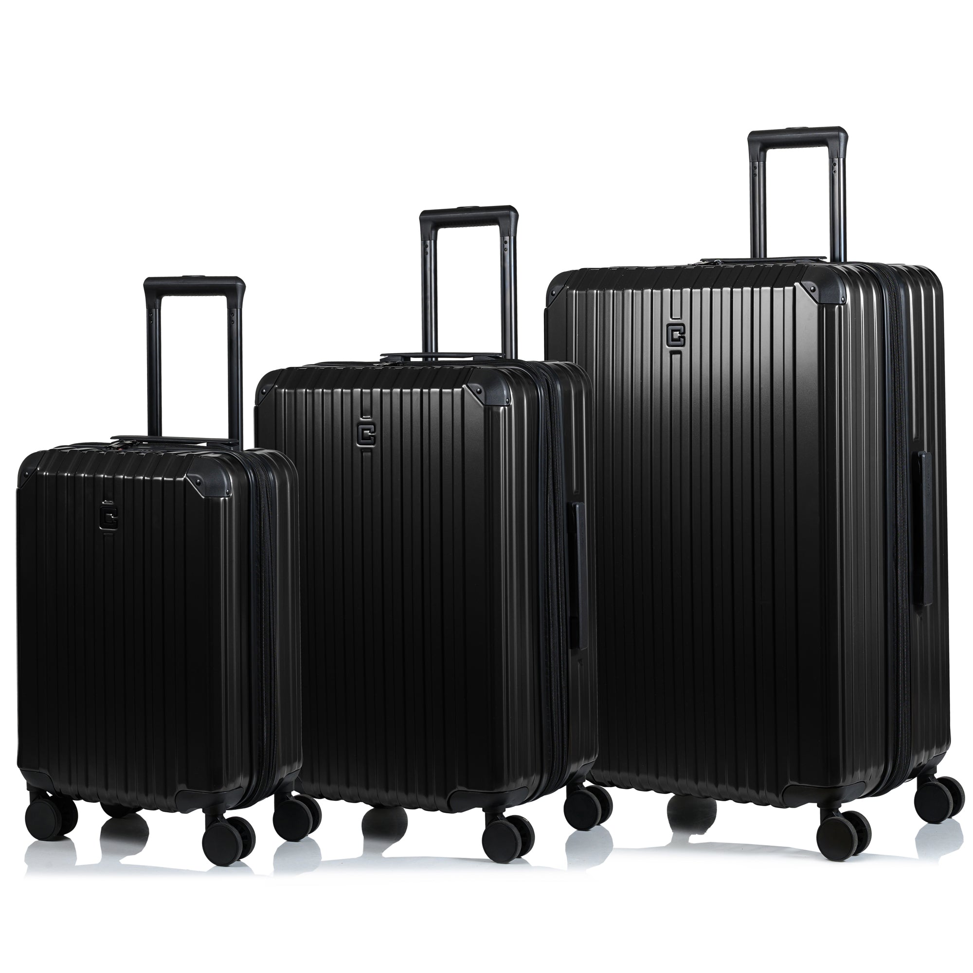 Black three piece luggage set online